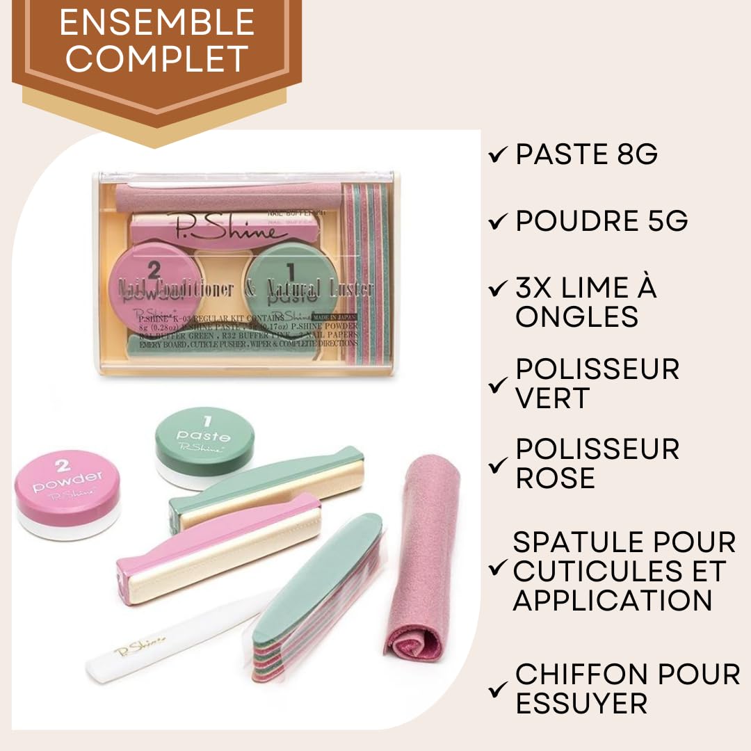 P.SHINE Kit de manucure japonaise pour la régénération et le renforcement de la plaque ongle, traitement de réparation, kit d'ongles sains de qualité supérieure
