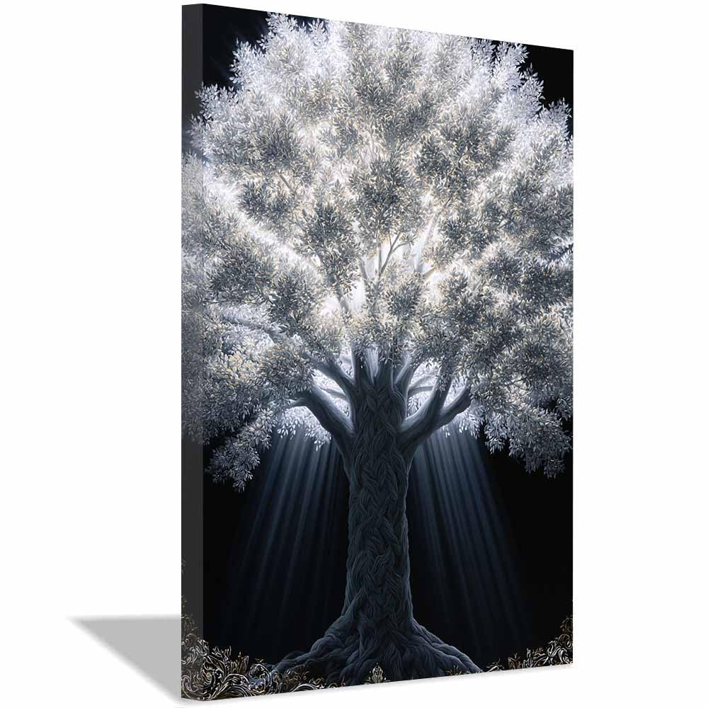 HOQIU Tree Wall Art Red tree sunset mountain artwork, home canvas prints, for Bathroom Living Room Bedroom(Multicolor)-60x80cm Framed