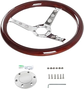 ウッドステアリング 3本スポーク 木製3スポークステアリングホイール ウッドハンドル 木製 ウッド