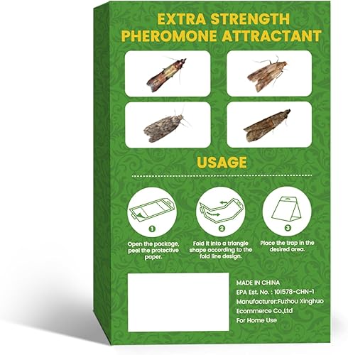 Miniatura 8 de Paquete de 10 trampas para polillas de despensa, trampa de pegamento, feromonas extra fuertes, seguras y efectivas para alimentos y armarios, matan