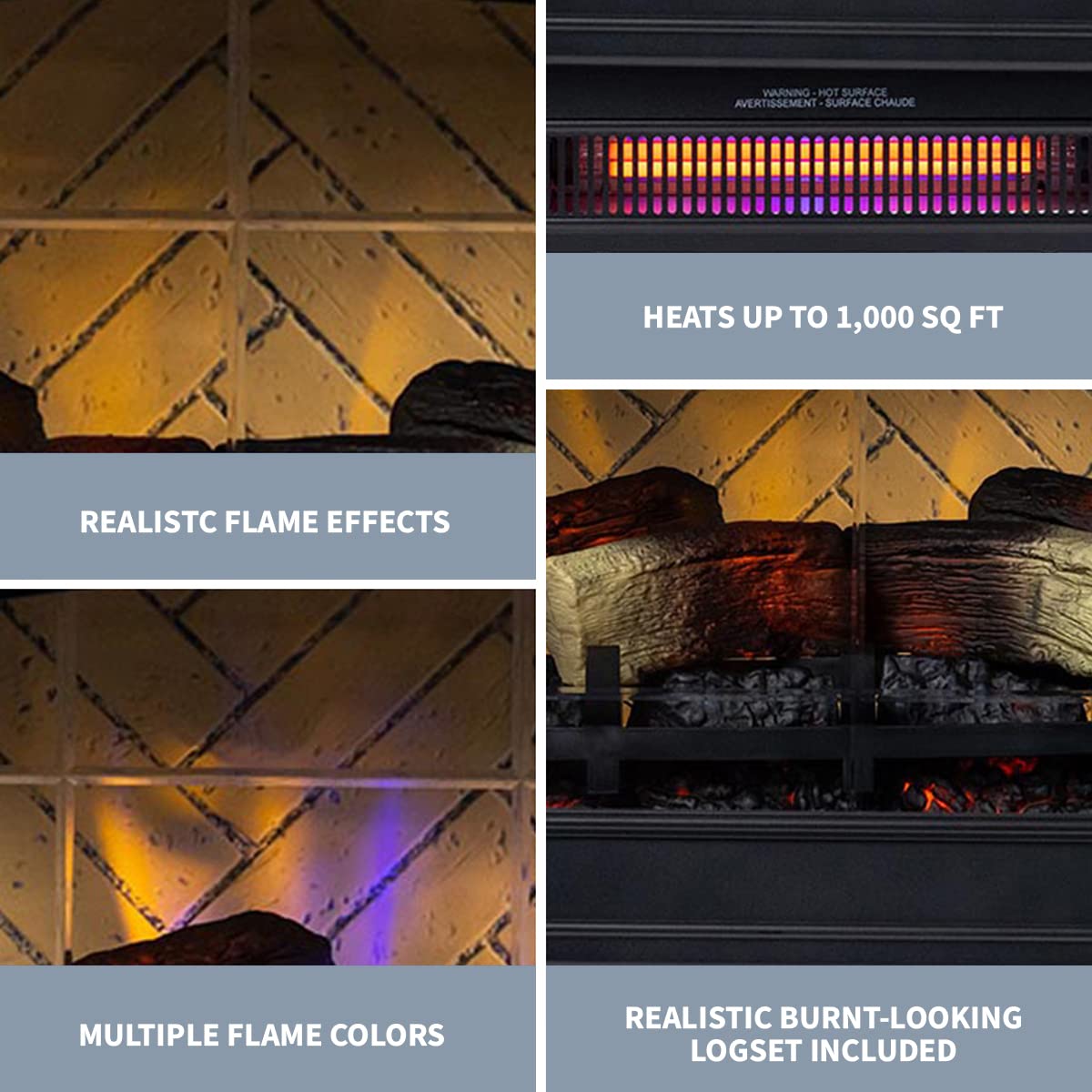 Country Living Infrared Freestanding Electric Fireplace Stove Heater in Black | Provides Supplemental Zone Heat with Remote, Multiple Flame Colors, Metal Design with Faux Wooden Logs