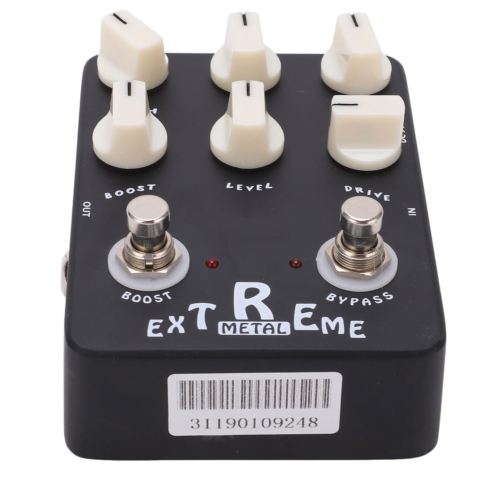 Pedale effetto distorsione in metallo EQ professionale a 3 bande Pedale per chitarra elettrica bypass a basso medio alto guadagno per musicisti rock metal Nero