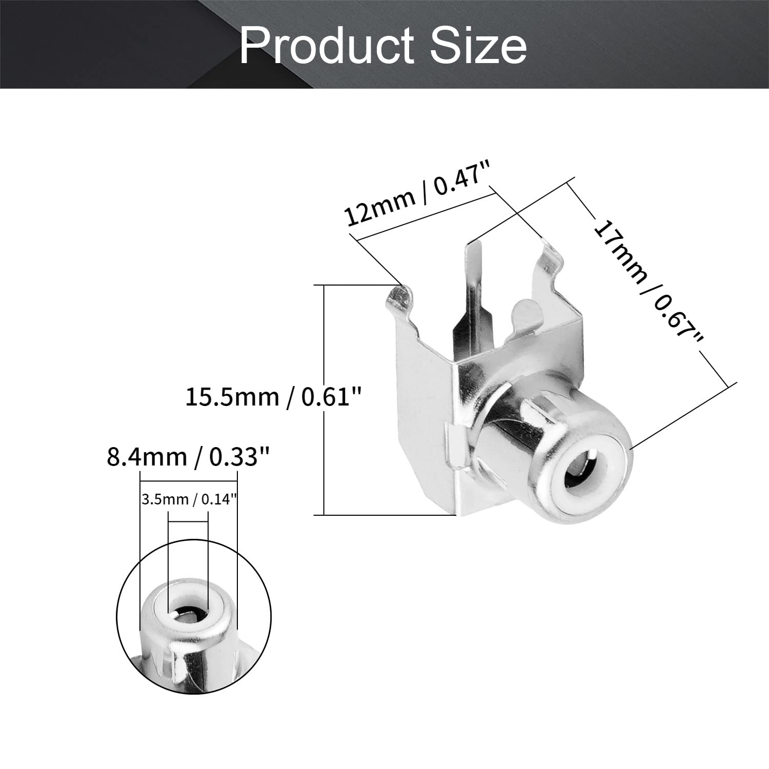 Fielect 10Pcs Audio Jack Connector AC Concentric RCA Socket Audio Video Jack PCB Mount Connector Audio Video Jack Lotus Seat 2 Pin White AV1-8.4-3B