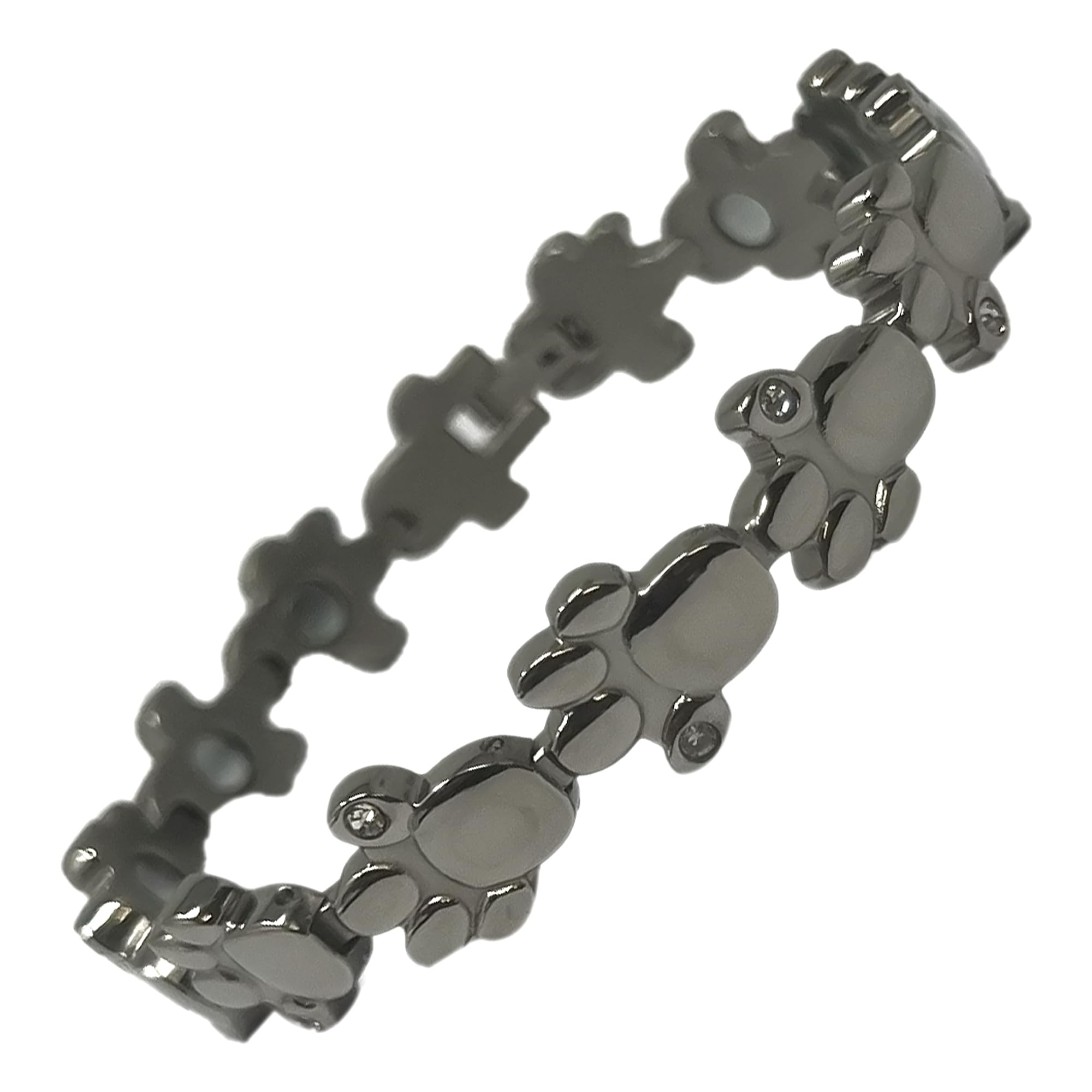 MnB Magnetics Bracelet en titane Motif empreintes de pattes Argenté