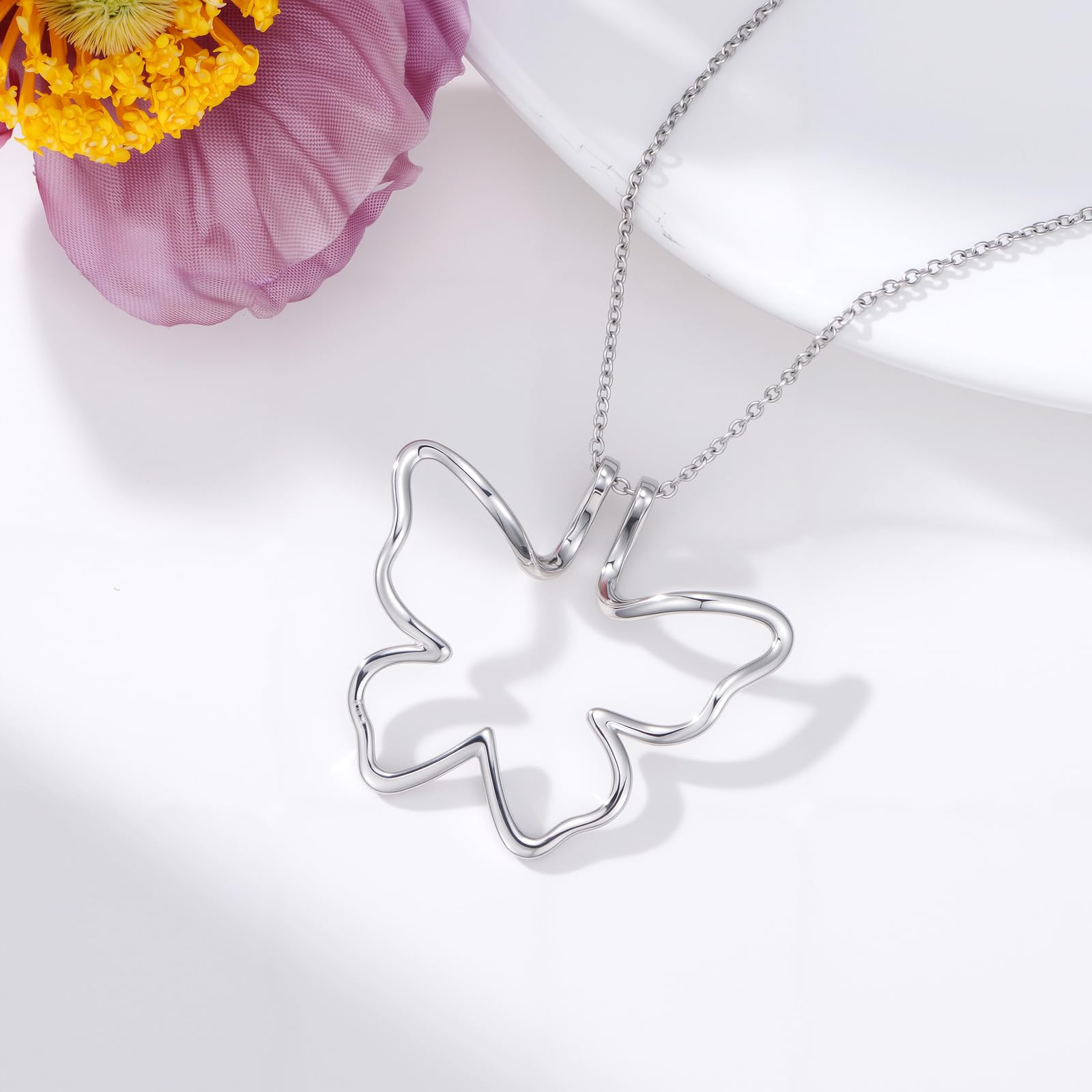 Schmetterlings/Mond Stern/Berg Ringhalter Halskette Hochzeit und Verlobungsring Halter Halskette Geschenk für Frau Frauen Mutter Tochter