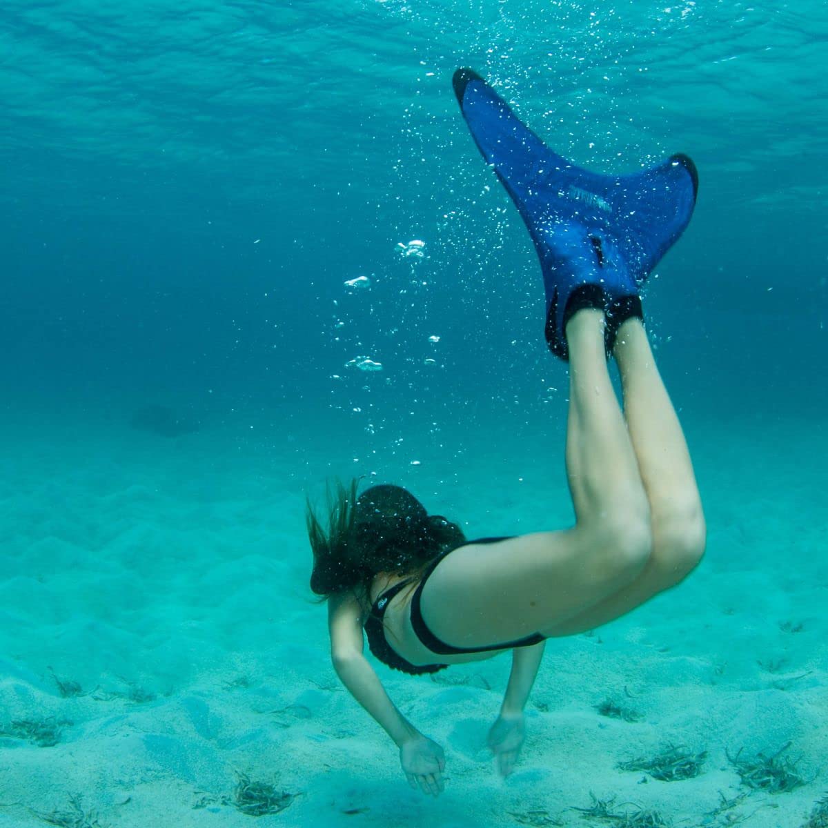 Fin Fun Monoflosse Pro - Advanced Monofin für Meerjungfrauenflosse, 35-43 | Profi Schwimmflosse für Erwachsene ab 14 Jahren, Neopren-Fußtaschen, stabiler Einsatz für Nixen, Gr. 35 bis 43