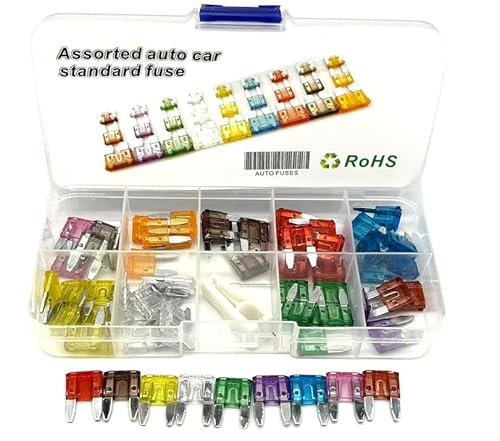 Auto-Sicherungen Set,60-Min-Größe2A,3A,5A,7.5A,10A,15A,20A,30A,35A,40A Sortiment mit Aufbewahrungsbox Stecksicherungen PKW Flachstecksicherung Autosicherungen Set Gemischt（min-60Stück)