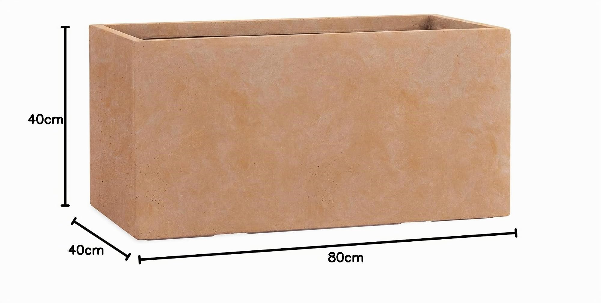 Pflanzwerk® Pflanzkübel TUB Terrakotta 40x80x40cm XXL – Rechteckig – Großer Fiberglas Blumenkübel für außen und innen - Frostbeständig - UV-Schutz – Markenqualität