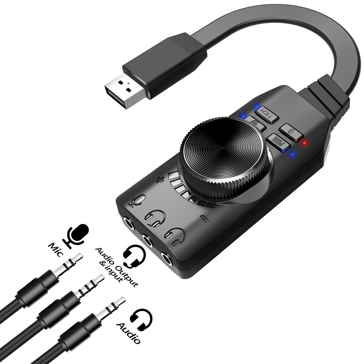 Karta dźwiękowa USB Namvo Virtual 7.1 Surround Sound USB zewnętrzna karta dźwiękowa z efektami dźwiękowymi PUBG do komputerów PC/Mac/zestawów słuchawkowych do gier