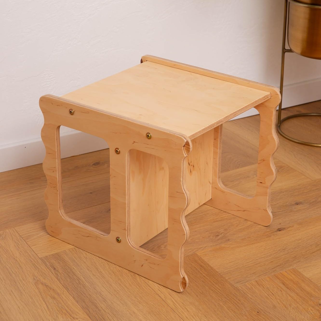 LATRANS Tabouret réversible pour enfants - Chaise avec 3 hauteurs d'assise - Tabouret multifonction en bois pour bébé (1)