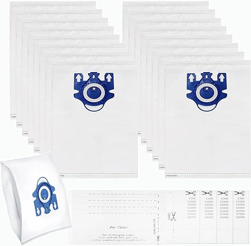 Miniatura 1 de Paquete de 16 bolsas de polvo 3D Airclean de repuesto para bolsas de aspiradora Miele GN, para Miele Classic C1, C2 C3, compactas C1 C2 S2 S5 S8