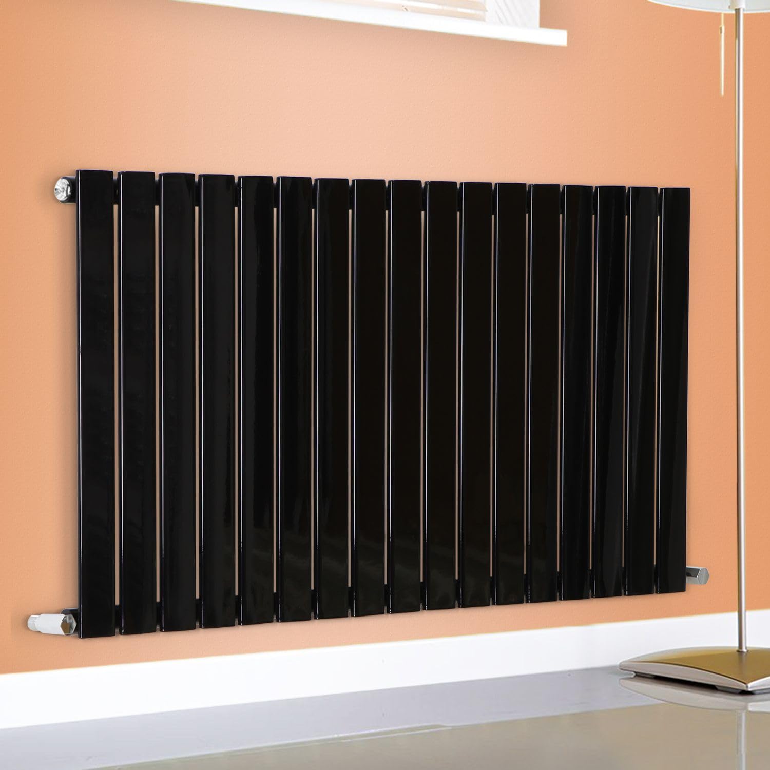 Designer Flat Panel Radiator Horizontal Vertical Modern Central Heating Rads (Single - 600 x 1212mm, Black) — image 1