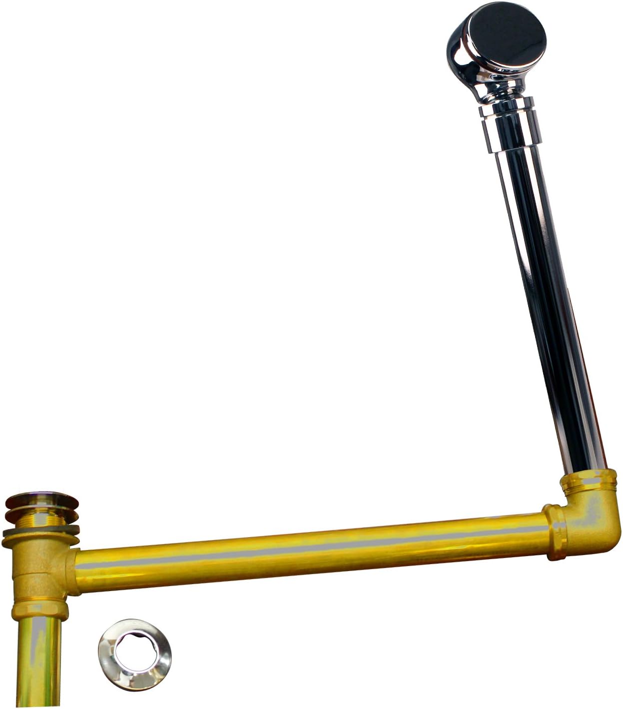 Westbrass 24" Direct Outlet Semi-Exposed Waste & Overflow with Ball Joint and Tip-Toe Drain, Polished Chrome, 7932420BJHRDC-26