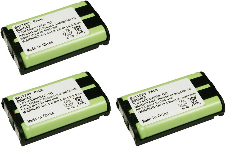3 Pack Fenzer Replacement Cordless Phone Rechargeable Battery for Panasonic KX-TG4500 KX-TG5050 KX-TG5055 KX-TG5200 KX-TG5202 KX-TG5210 KX-TG5212 KX-TG5213 KX-TG5230 KX-TG5240 KX-TG5242 KX-TG5243