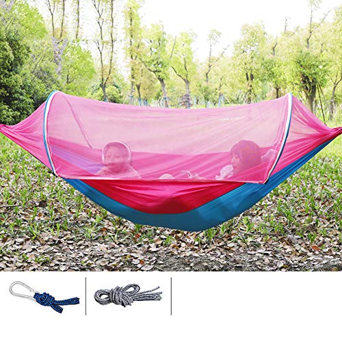 FHISAO Acampar Hamaca, con mosquitera Red de Nylon de paraca&iacute;das Ultra Ligero Sola Hamaca...