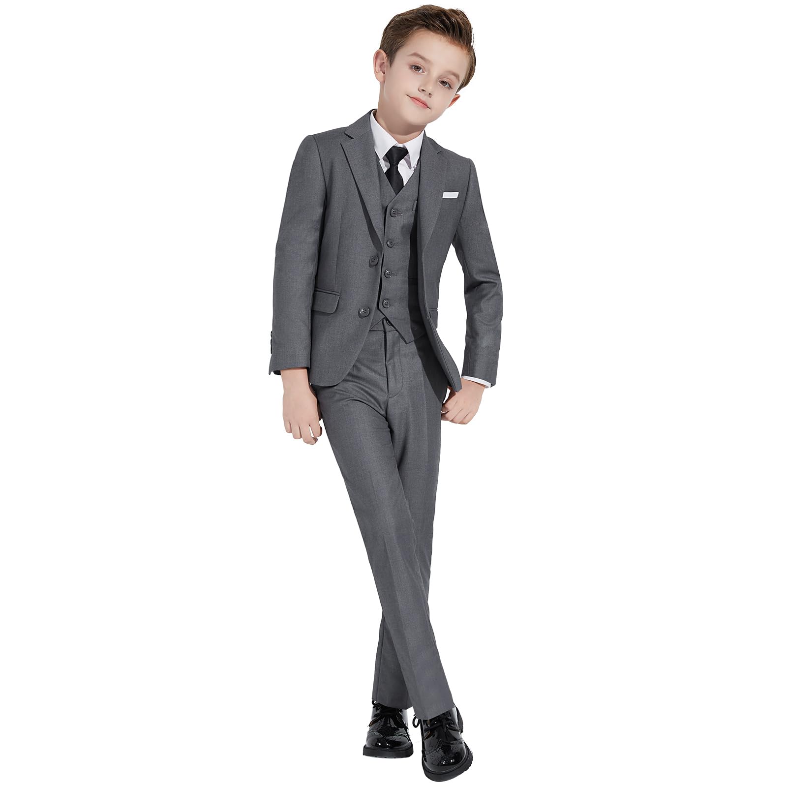 PlavictBoys' Suits Slim Fit 5 Piece, Adjustable Waist, Boys Formal Suit Set