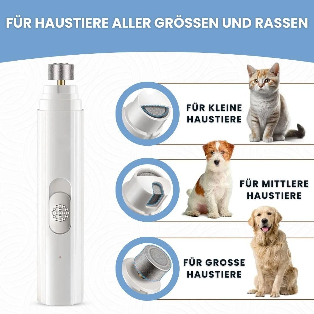 MEIION dr Pfoten KrallenSchleifer Pro Set - Schmerzfreier Nagelschleifer für Hunde und Katzen – Schmerzfreies Nagelschneiden für kleine, mittelgroße und große Hunde – 2 Geschwindigkeiten