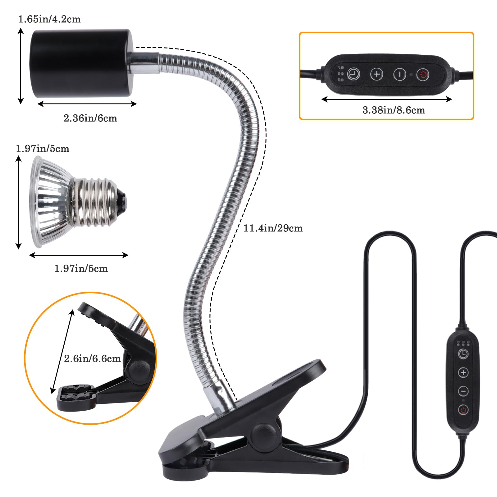LUCKY HERP Tortoise Heat Lamp Aquarium, Reptile UVA UVB Basking Light(Bulb 25W+50W) - Image 4