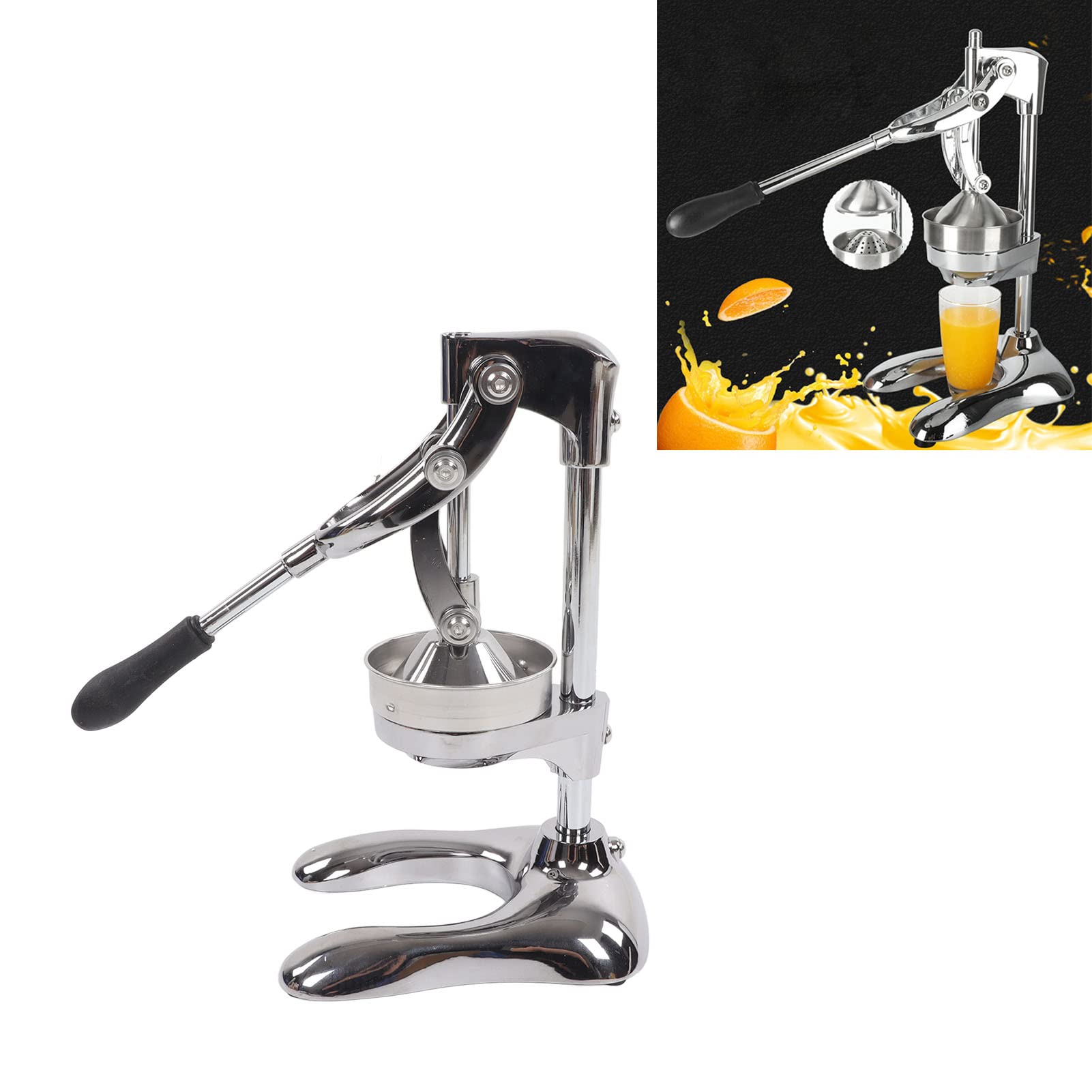 Handgepresster Entsafter, Handgepresster Entsafter aus Edelstahl mit U-förmiger Basis, Fruchtpresse für Zitronen-Orangen-Grapefruit, Manuelle Presse