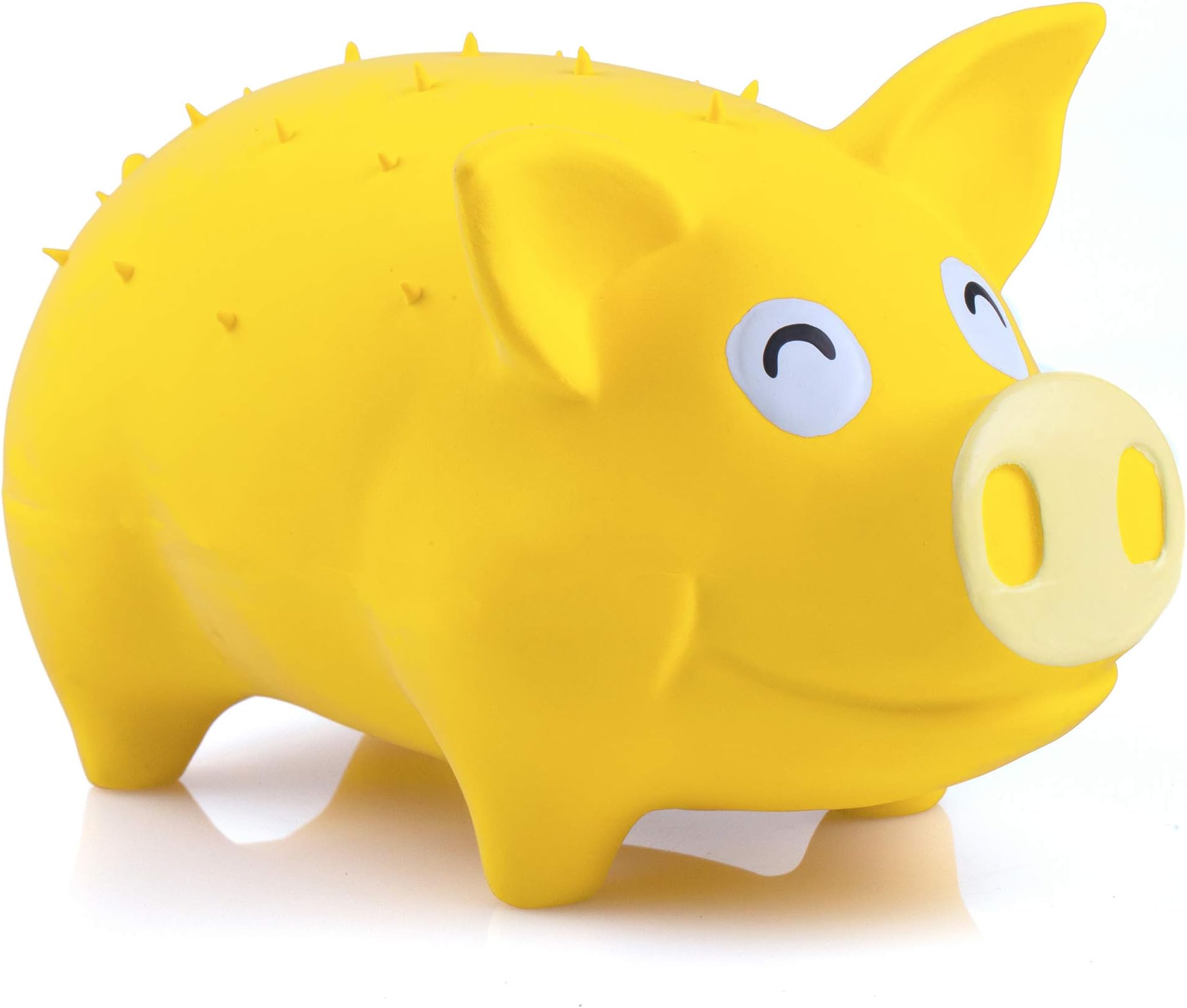 CHIWAVA 7.4 Inch Large Pig Dog Toy for Dogs Latex Rubber Squeeze Grunting Sound Interactive Play Color Yellow