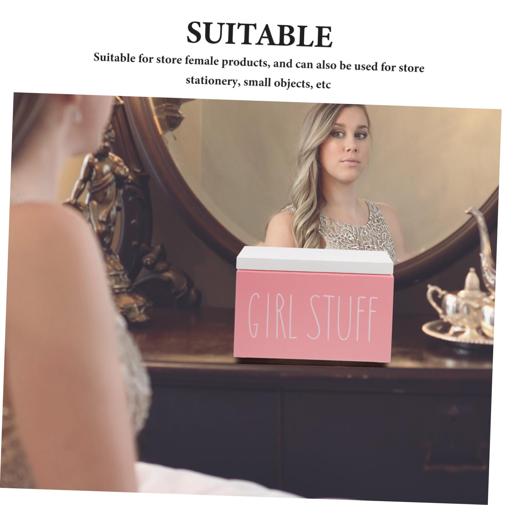 Scatola Legno Per Assorbenti Igienici Con Coperchio Organizer Per Prodotti Femminili Contenitore Di Stoccaggio Per Bagno Design Elegante e Spazio
