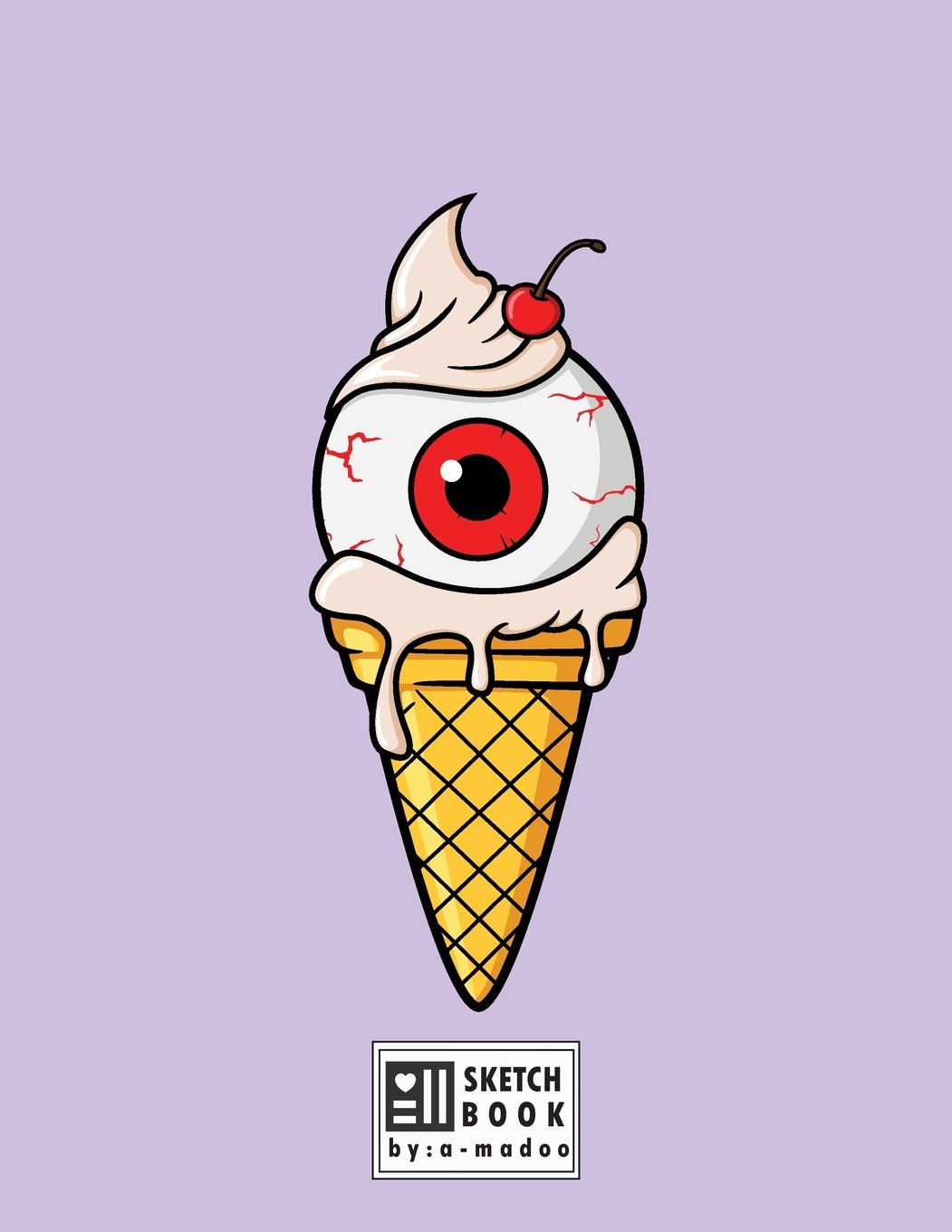 sketchbook by a madoo: Ice cream eye on purple cover (8.5 x 11) inches 110 pages, Blank Unlined Paper for Sketching, Drawing , Whiting , Journaling & ... 4 (Ice cream eye on purple sketchbook)