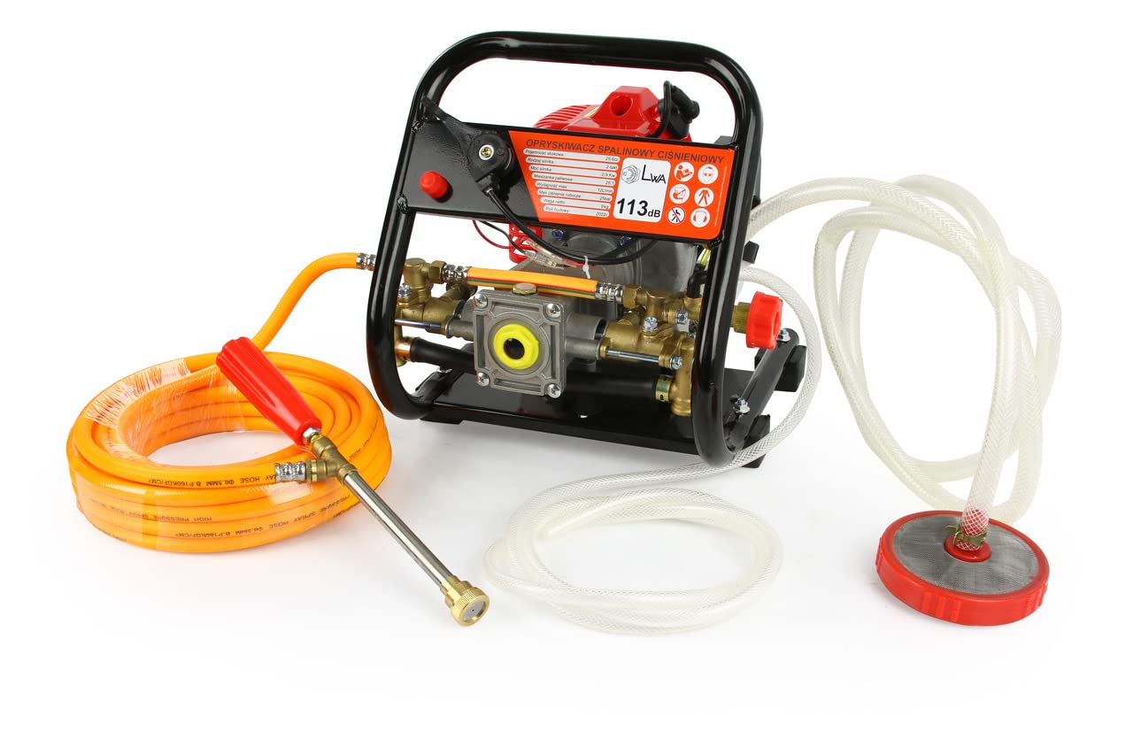 Atomizzatore Irroratore Nebulizzatore a Scoppio | Motore a 2 Tempi | 25 bar | 12 L/min | Tubo Lancia 10 m | Pompa Motopompa Diserbo
