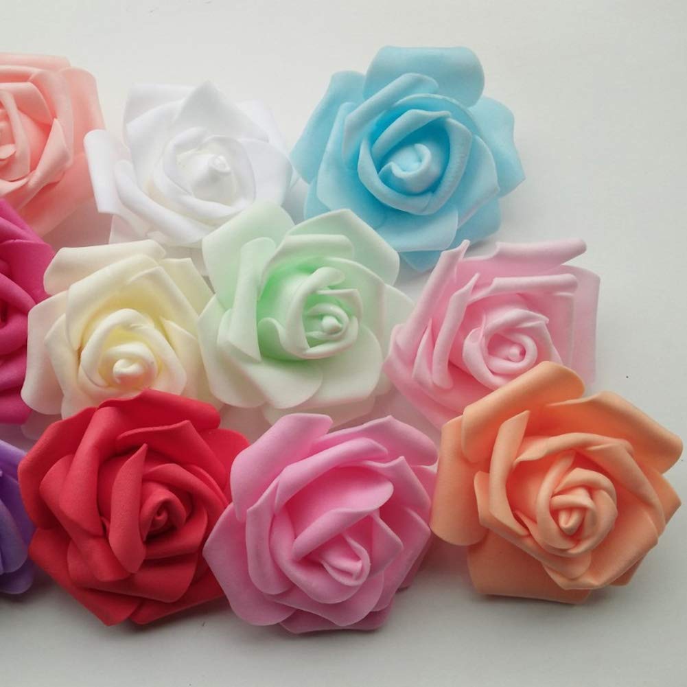 floatofly 25/50/100 Pz Fiori Artificiali Fiori Artificiali Multicolori Multistrato, Schiuma PE Artificiale Fiori Rosa Testa Matrimonio Fai da Te Home Room Decor Sky Blue 25 Pezzi
