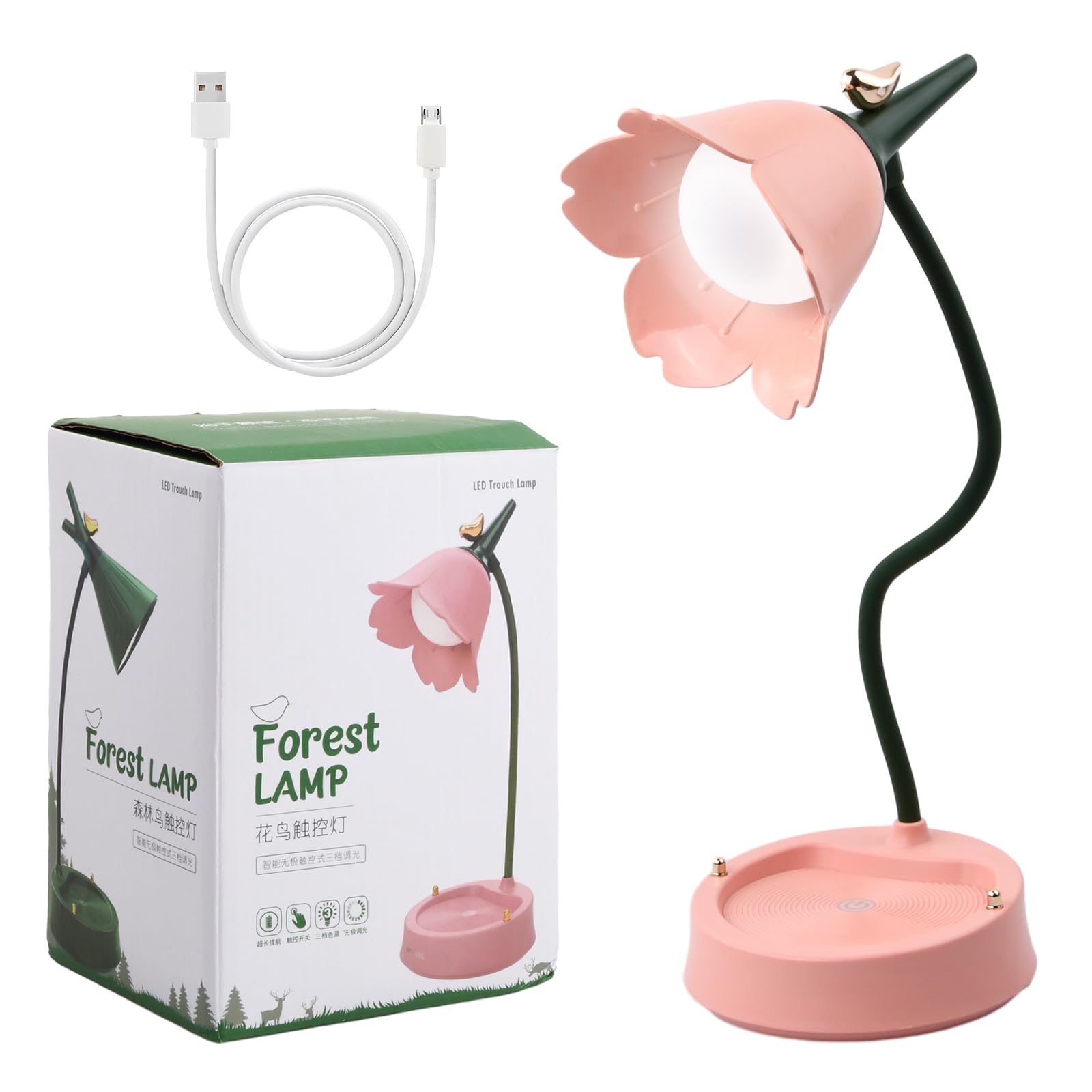 Pagezol LED Desk Lamp, Rechargeable, 3 Color Modes Dimmable Table Light, Cordless, Children's Desk Lamp, Touch Control
