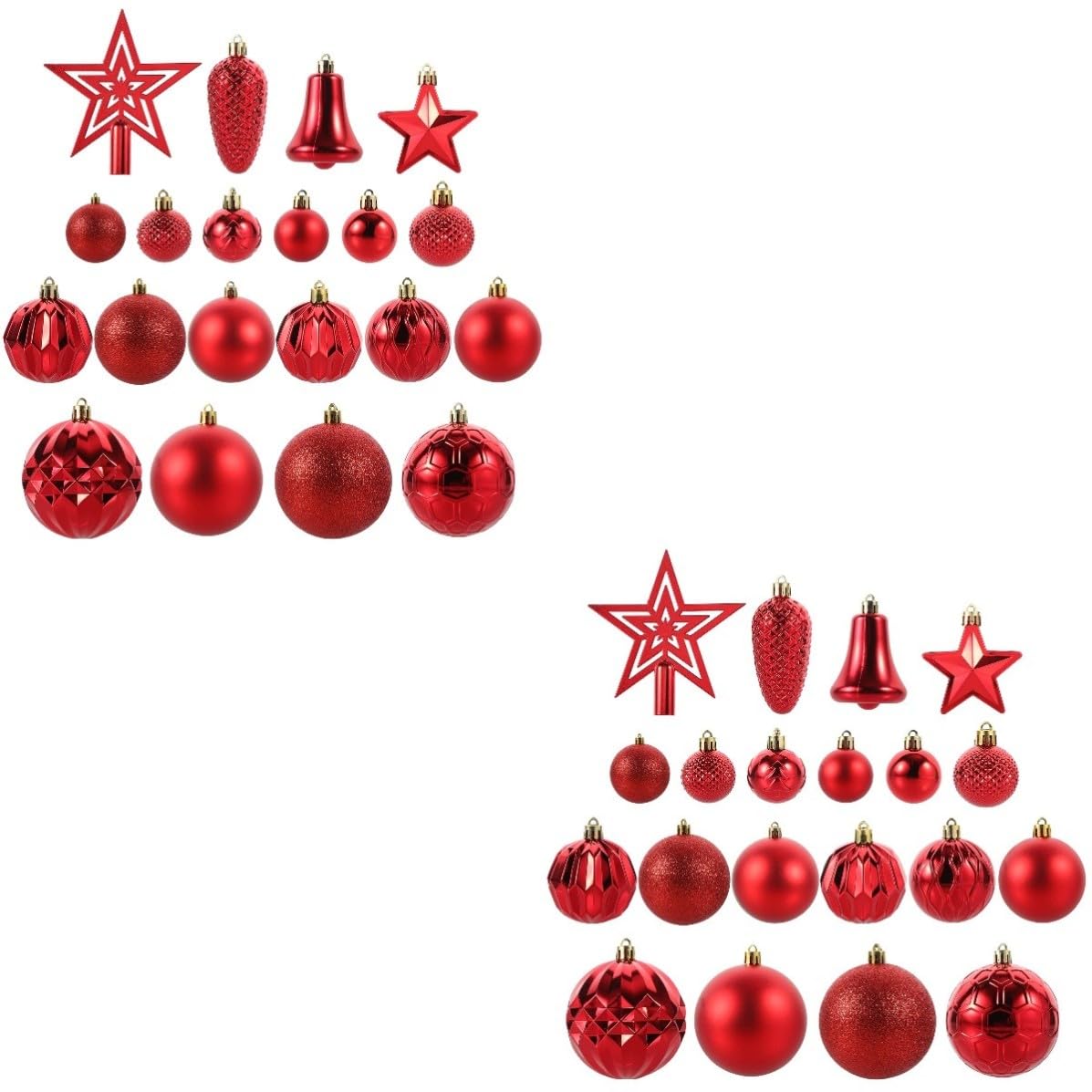 TOYANDONA 90 Stück Weihnachtsbaumschmuck Rote Kugeln aus Kunststoff für