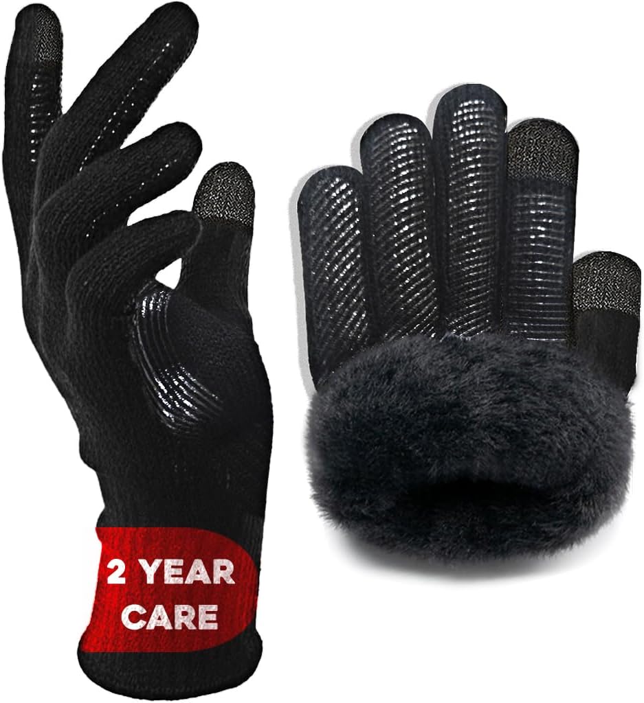 Womens Winter Gloves for Cold Weather, Coziest Warm Glove, Double Lining with Touch Screen, Anti-Slip for Running