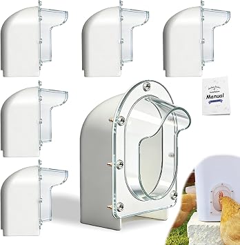 Chicken Feeder Port ProMAX,1.6Taller Anti-Snag Opening,Clear View Cover,Real No Waste Automatic Poultry Feeder6-Pack Without Soldering Iron