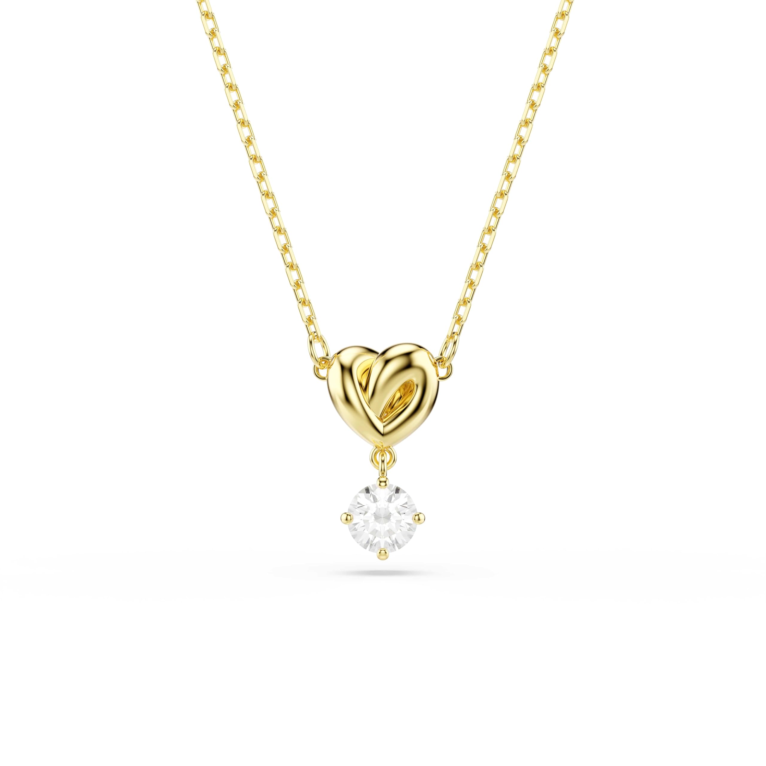 Swarovski Lifelong Pendant, Round Cut, Heart, White, Gold-Tone Plated