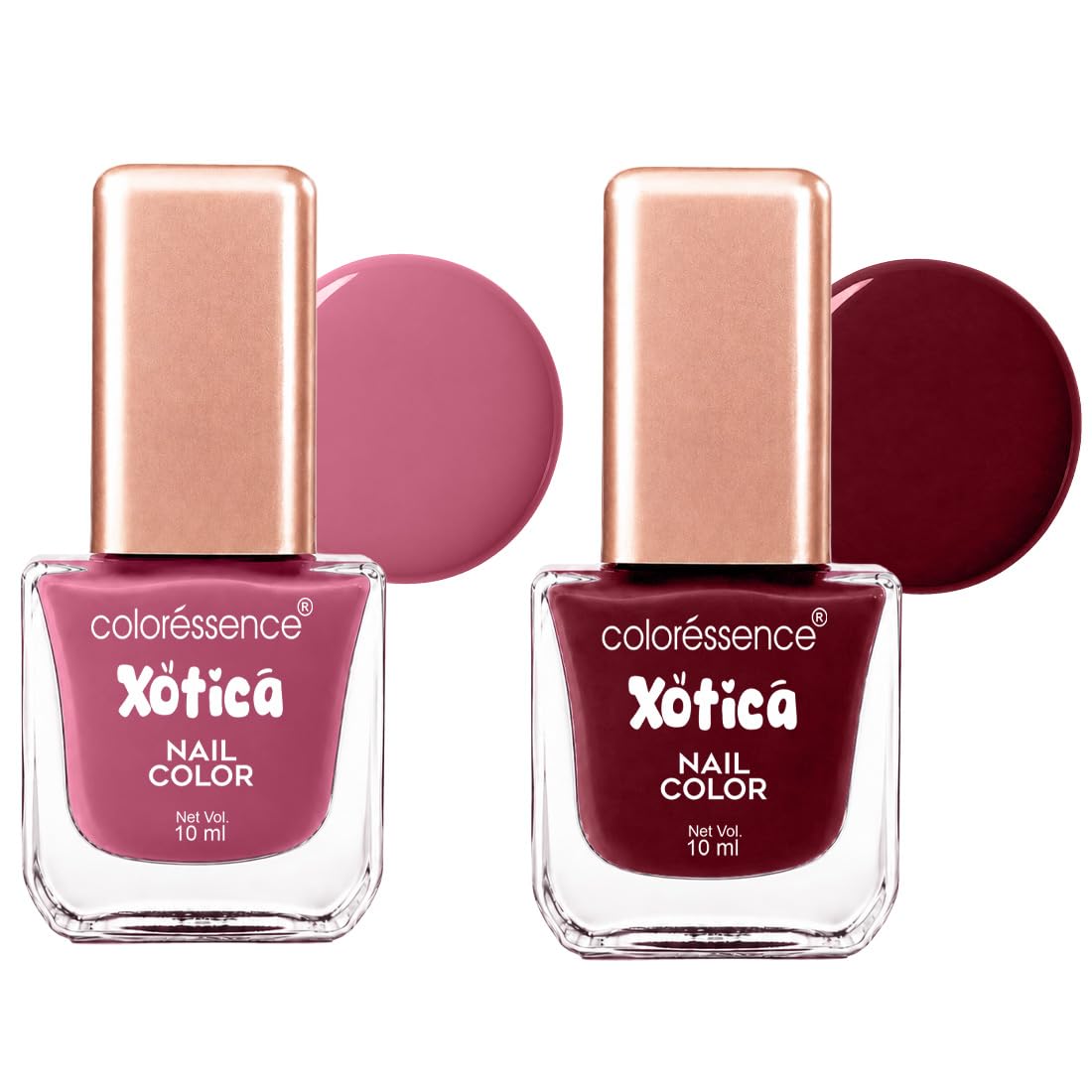 Coloressence Xotica Nail Polish Paint Combo Set of 2 x 10ml (Shades: Joyful Pink & Sunset Flamingo) | Glossy Finish | Quick Dry | Chip Resistant | Long Lasting-image-40