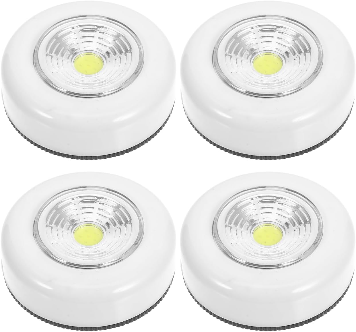 Battery Operated Puck Lights, Wireless Under Cabinet Lighting, Stick on Closet Light 4-Pack, Touch Tap Push LED Mini Round Lamps for Kitchen Shelf