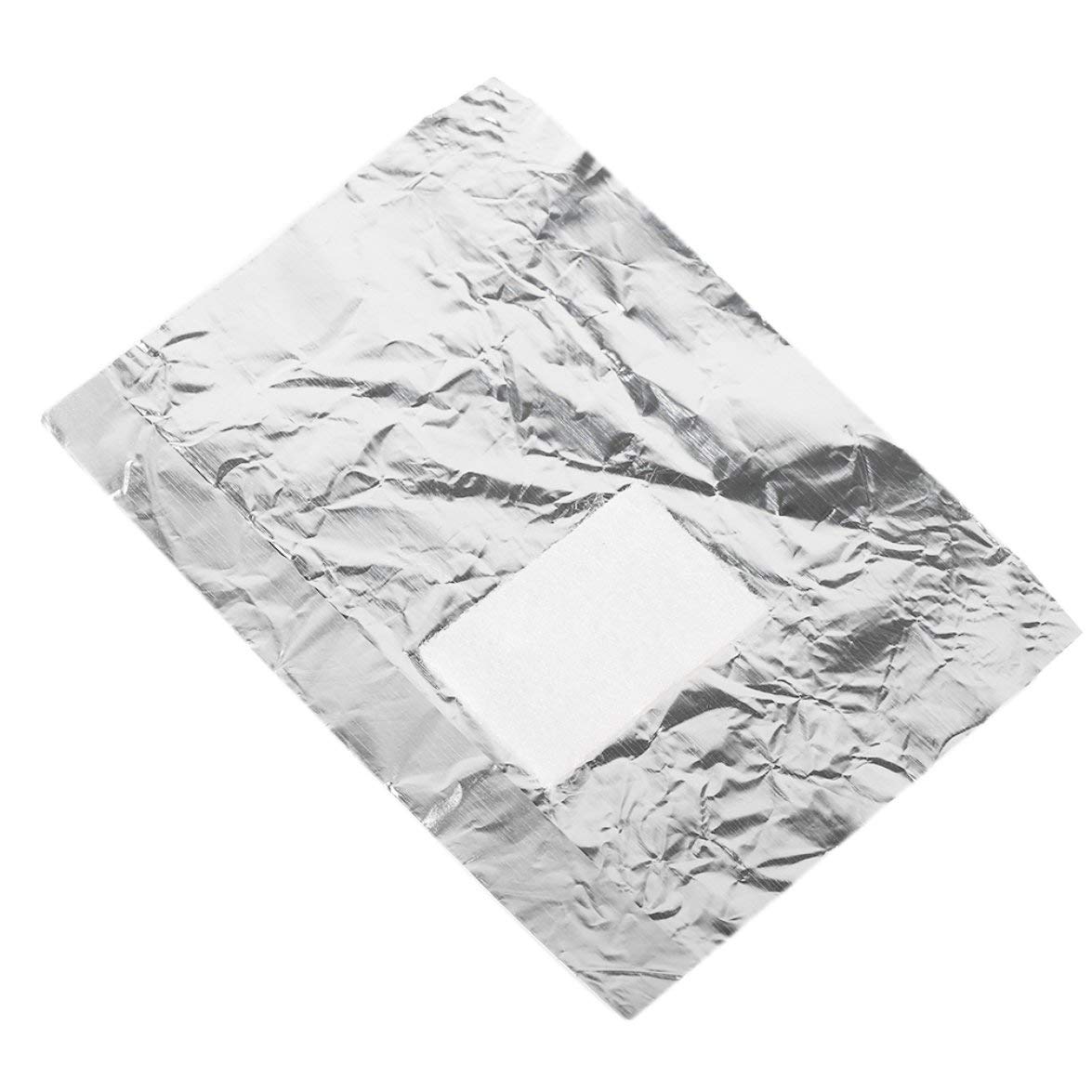 100pcs Aluminium Foil Nail Art Soak Off Acrylic Gel Polish Nail Wraps Remover Nail Gel Cleaner Remover Makeup Tool - Silver