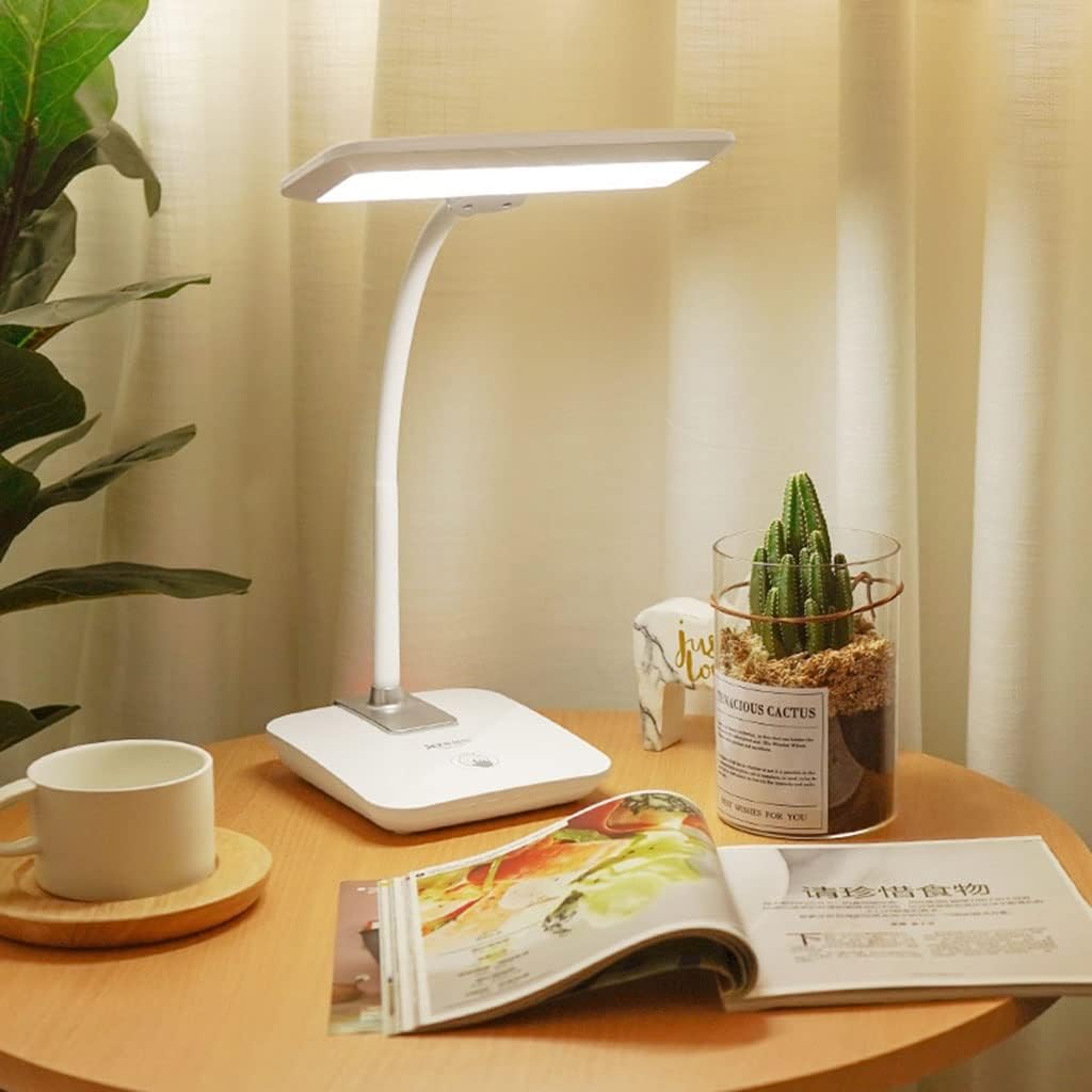 YYDS Desk lamp Abs Eye Protection Desk Lamp Rechargeable Reading Lamp with Memory Function for Bedroom (Size: 34 * 24 * 7.5 cm) Desk Light (Color : White)