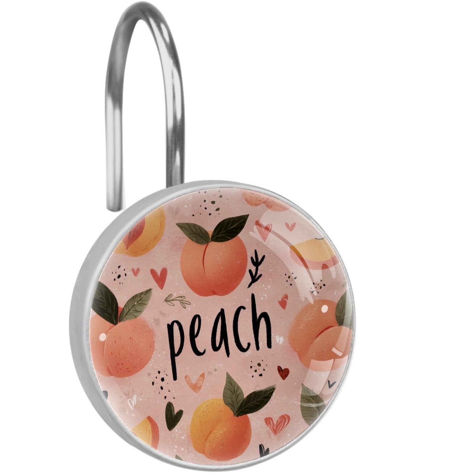 VAPOKF Decorative Shower Curtain Hook, Watercolor Peach Rustproof Stainless Steel Shower Curtain Hook for Bathroom, Shower Curtain Hangers for Shower Rod