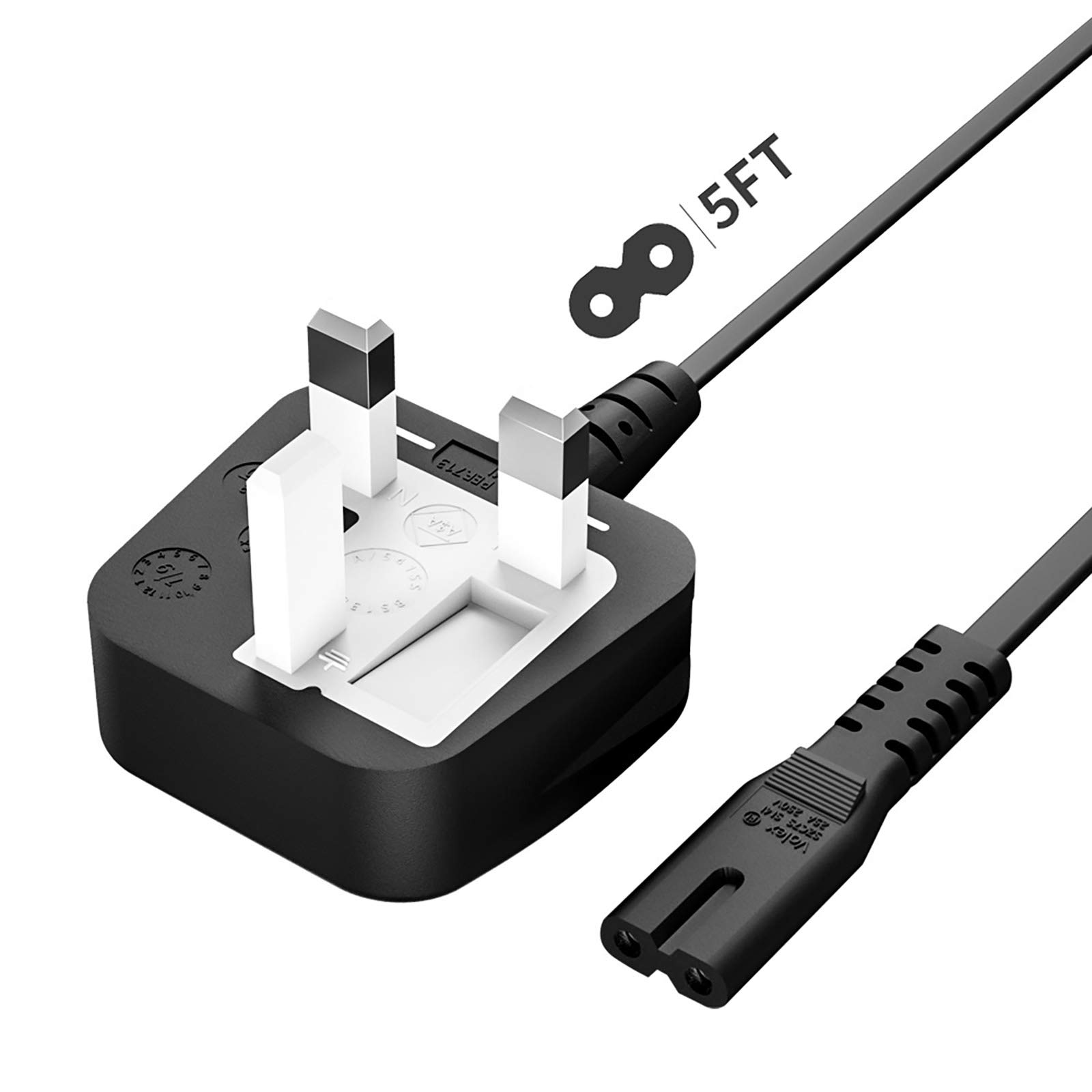 Buy 5FT Figure 8 Power Cable, lineal 1.5M 2Pin IEC C7 Mains Power Lead