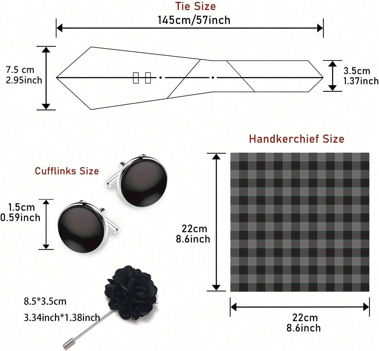 joy alice 70 Colors Ties Set Men Mixed Color Necktie Handkerchief Cufflinks Brooch 3.15 Formal