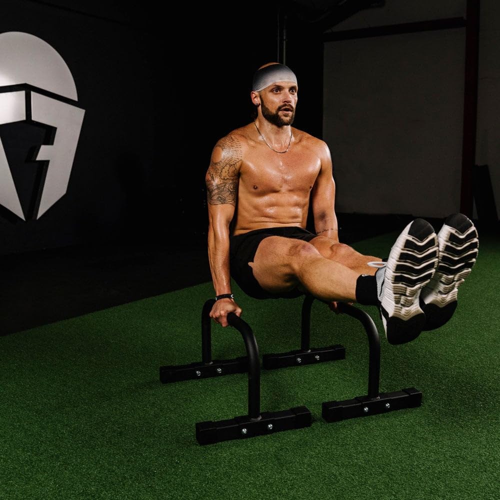 Titan Fitness Parallette Push Up Bar Set, 14in High Perfect for Home and Garage Gym Exercise Equipment, Gymnastics Floor Workout, Calisthenics, Strength Training Parallel Bars