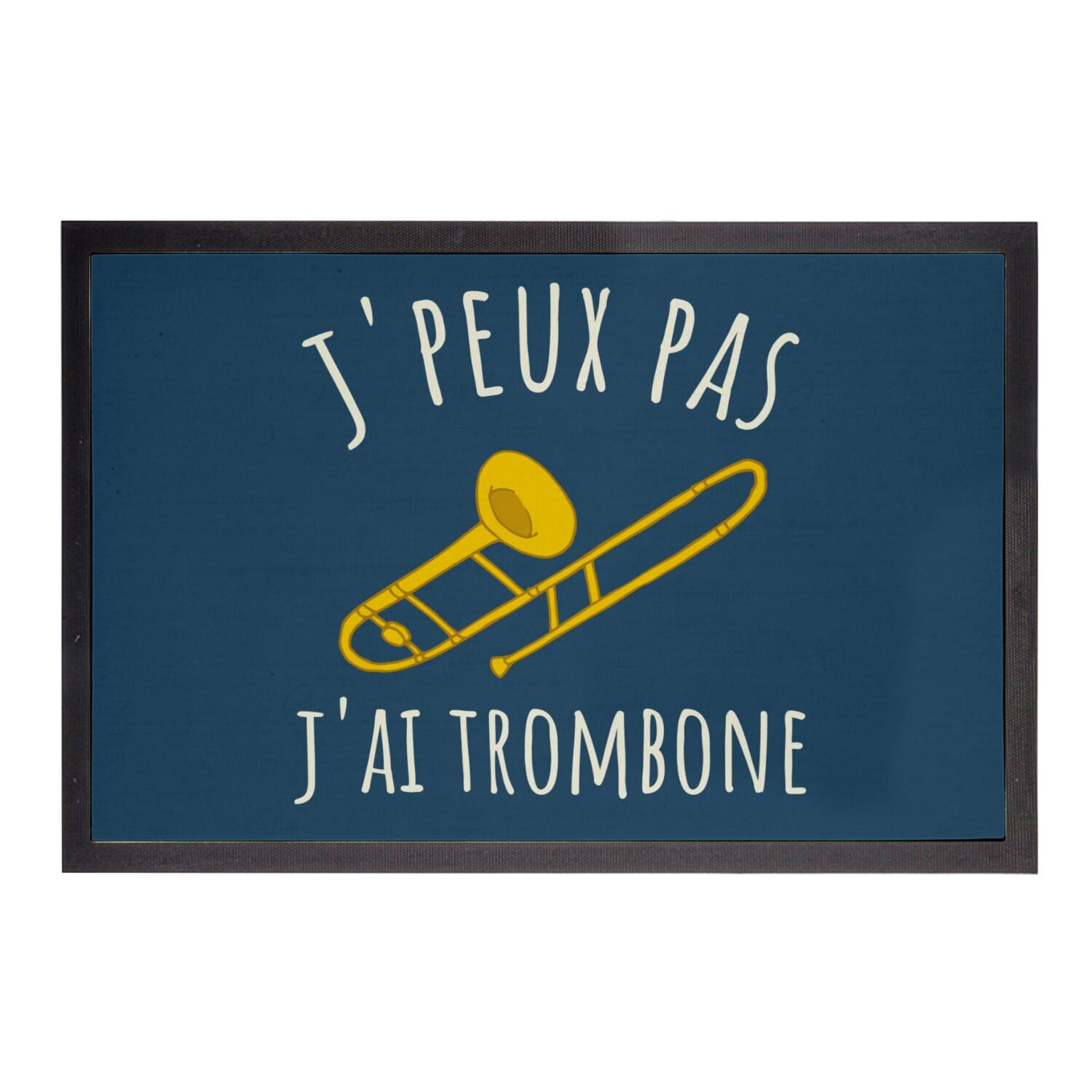 Paillasson Bleu motif original Trombone Musique dimensions compactes 60x40