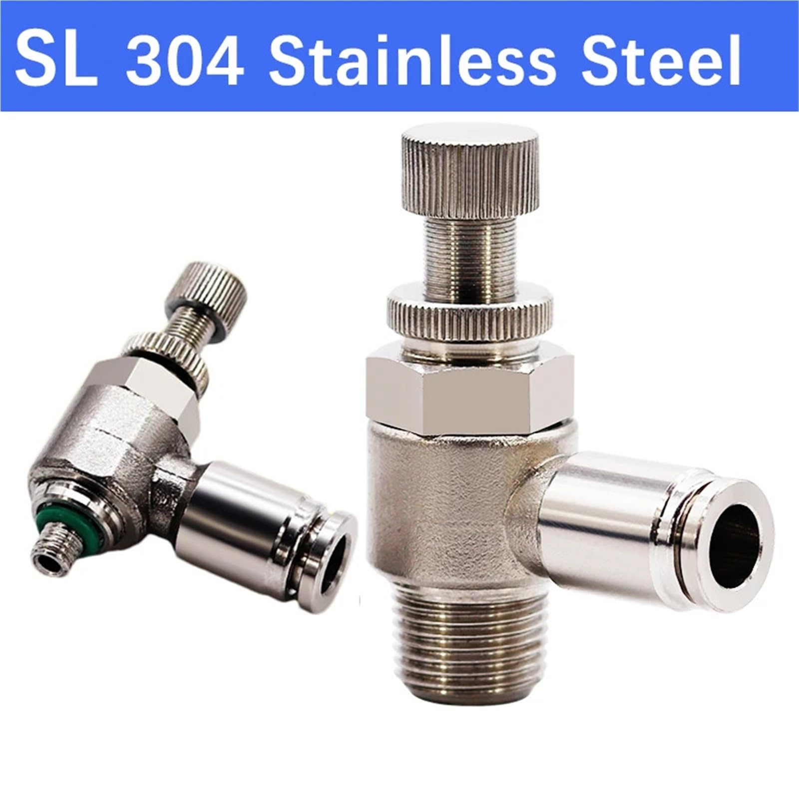 Valvola di regolazione SL 304 in acciaio inossidabile Connettore rapido pneumatico in metallo 4 6 8 mm 1/8 1/4 3/8 Raccordo for tubo flessibile 1 pz(SL6-m5 (6mm-M5))