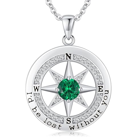 S925 Necklace Gift for Wife |Compass Jewelry |Women Anniversary |Sterling Silver |G...