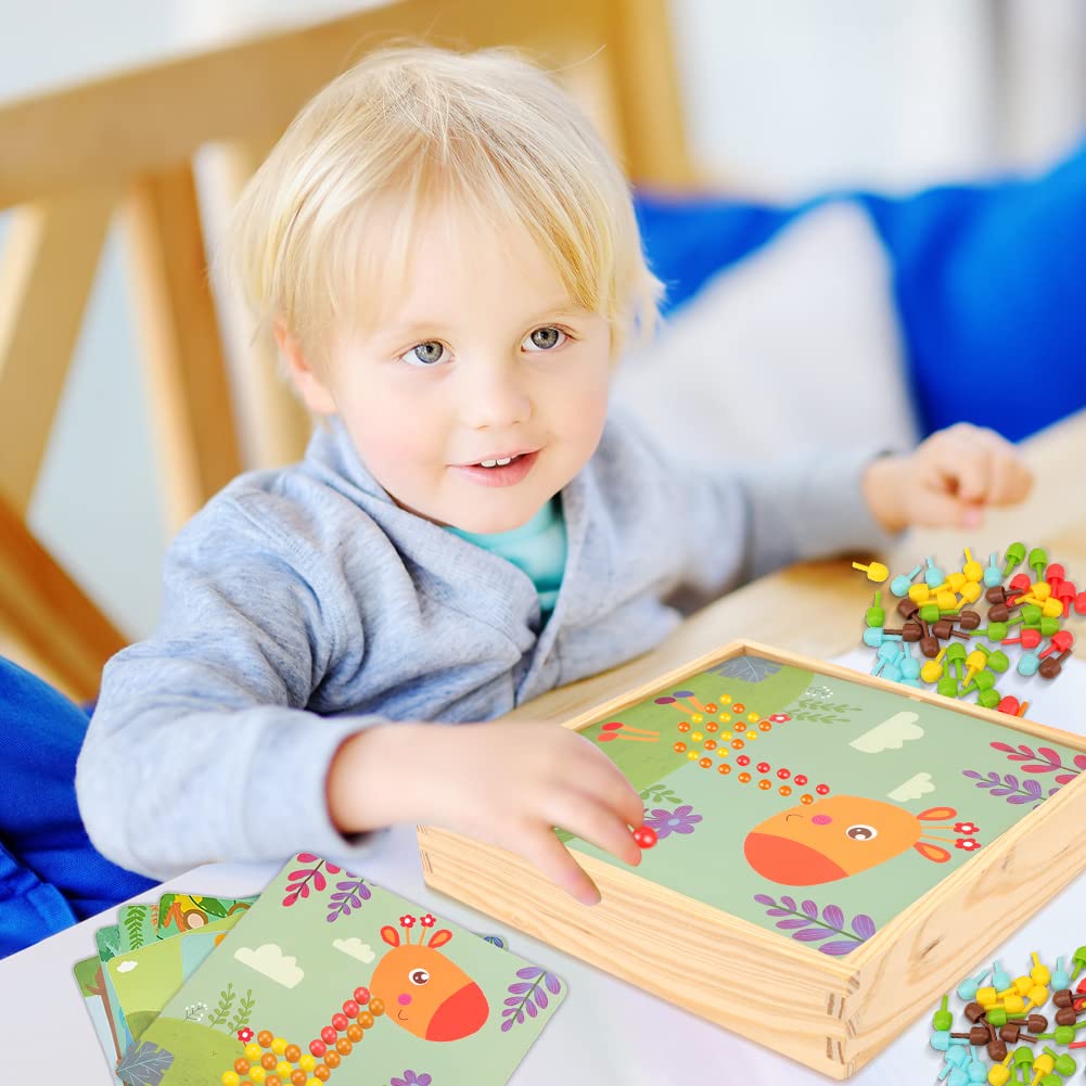 Gohytal Gioco di Prese Mosaico Colore set di Prese Mosaico Pegboard Forcelle con 240 Perle e 10 Carte, gioco di Presa per Ragazzi e Ragazze da 2 a 3 4 5 6 anni
