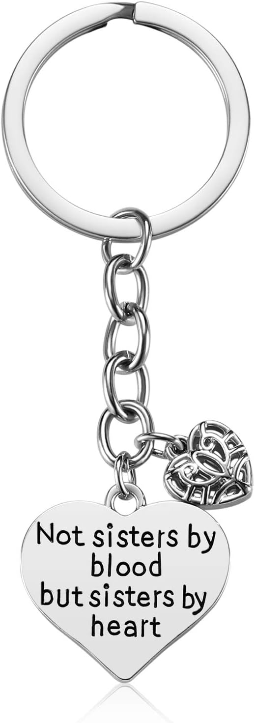 iWenSheng Friend Gifts for Women - Not Sisters By Blood But Sisters By Heart Friendship Keychaint, Christmas Birthday Gifts for Best Friend Female BFF Jewelry Friendship Gifts