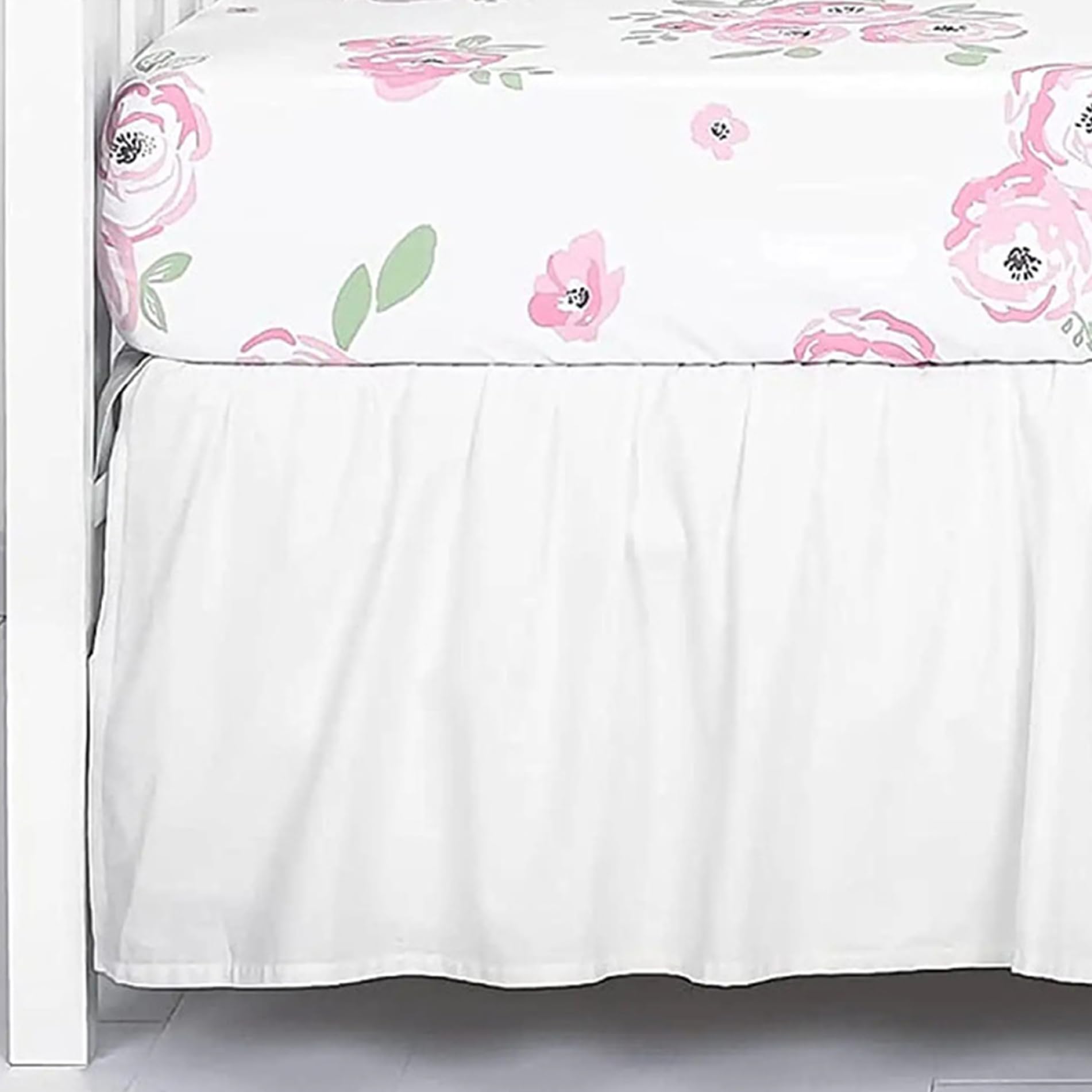 Gonne bianche per lettino per culla, gonna per biancheria da letto per bambini per culla per neonati o ragazzi, 28x52x14 pollici