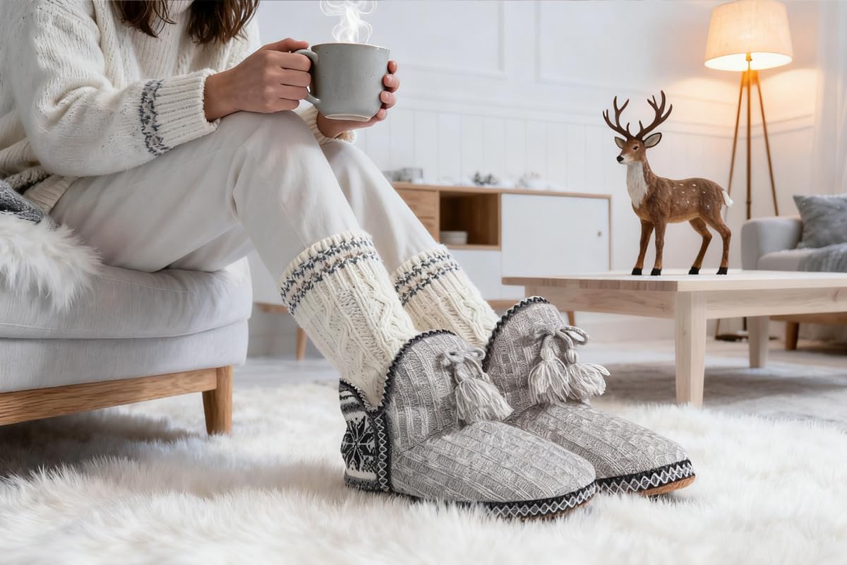 COFACE Pantofole Donna Invernali Ciabatte Stivaletto Calde Babbucce Peluche Pantofole da Casa