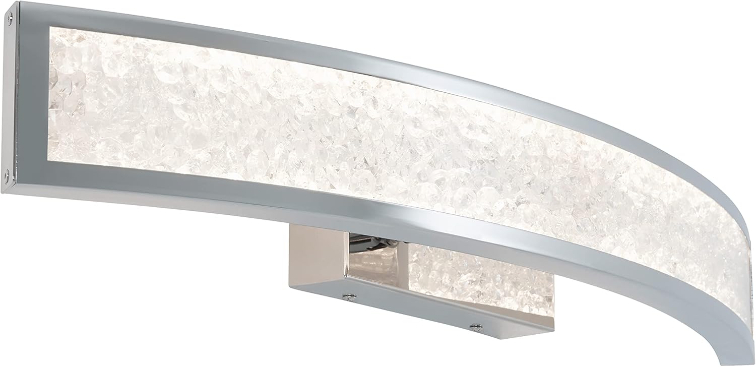 Artika Glitter 27W LED Modern and Glam Vanity Light Fixture, Chrome - Ideal for Bathroom Lighting, 1900 Lumens, Warm White Light 3000 Kelvin, No Bulb Required