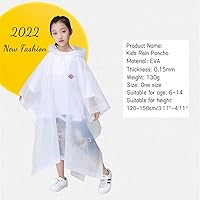 Vista 2 de Rain Poncho for Kids (2 Pack), Reusable EVA Children Raincoat Ponchos Rain Jacket with Hood for 6-14 Girls Boys